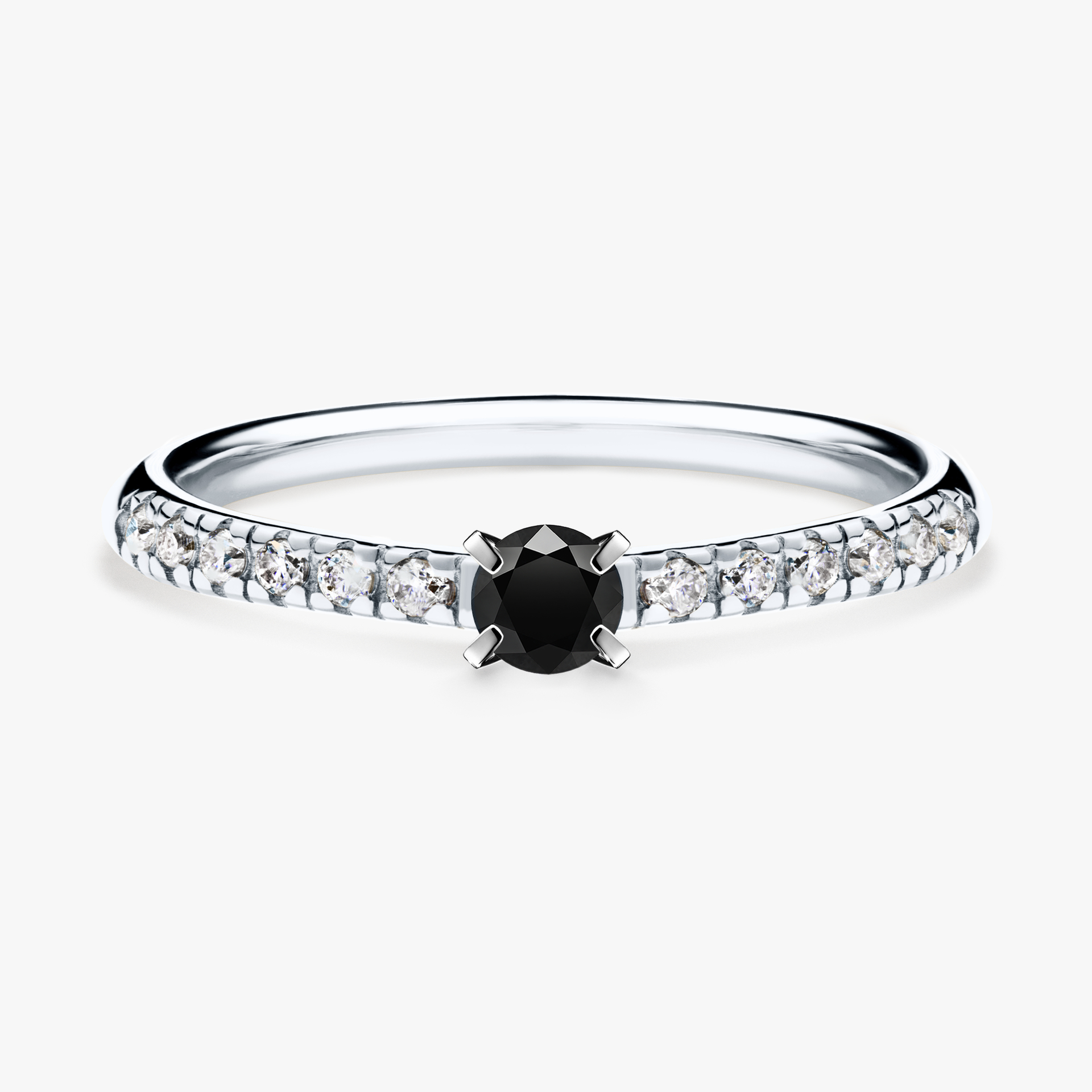 Pierścionek zaręczynowy My Sunshine z białego złota z czarnym diamentem 0,24ct